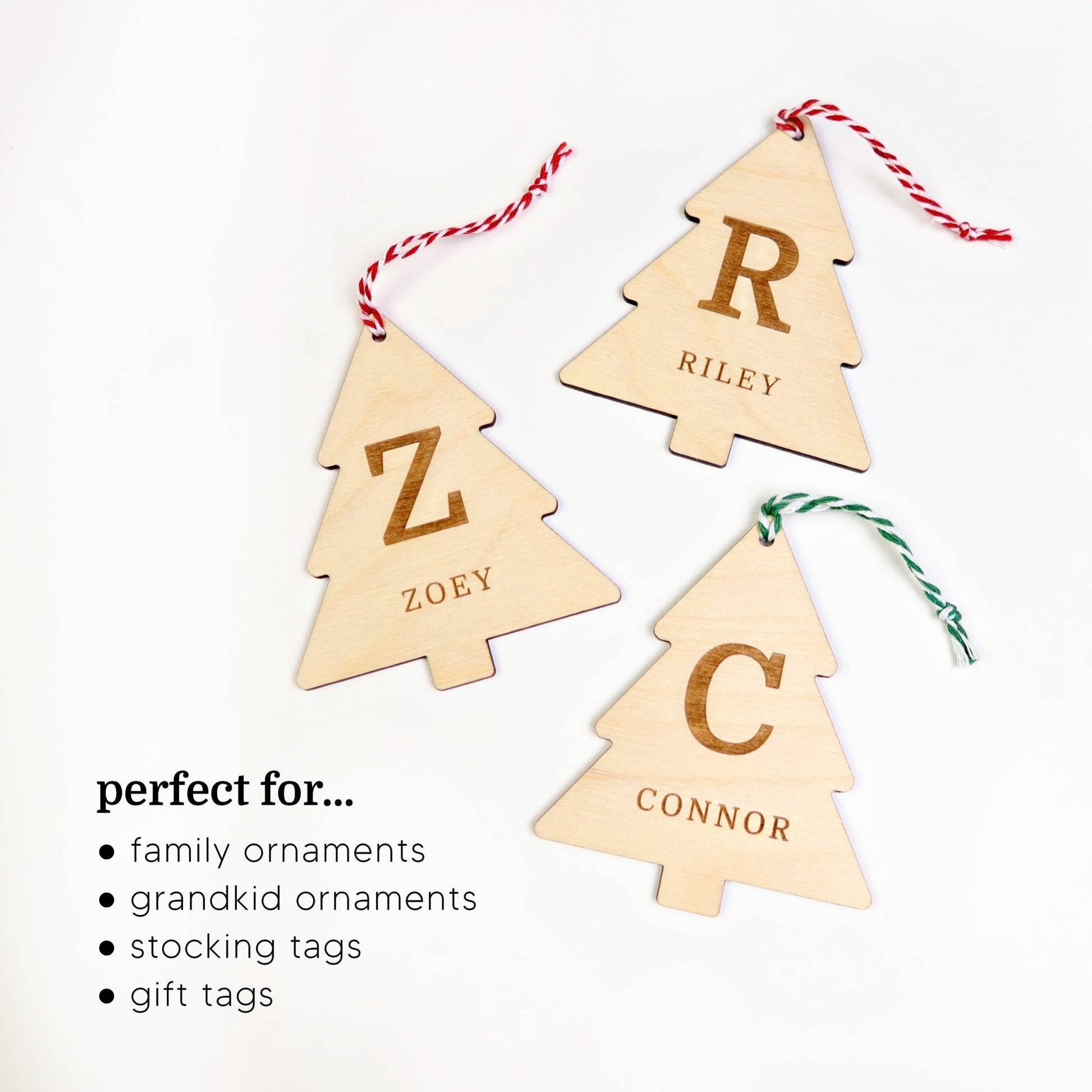 Initial Tree Personalized Name Ornament - Holiday Ornaments - Moon Rock Prints