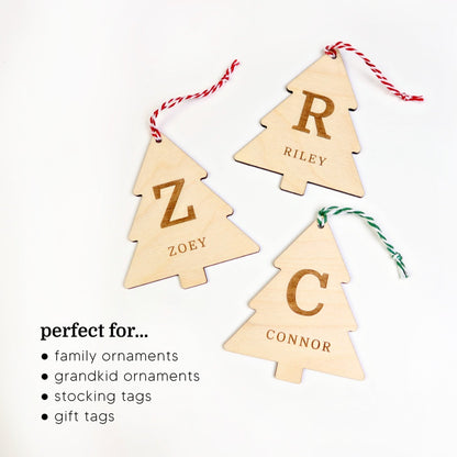 Initial Tree Personalized Name Ornament - Holiday Ornaments - Moon Rock Prints