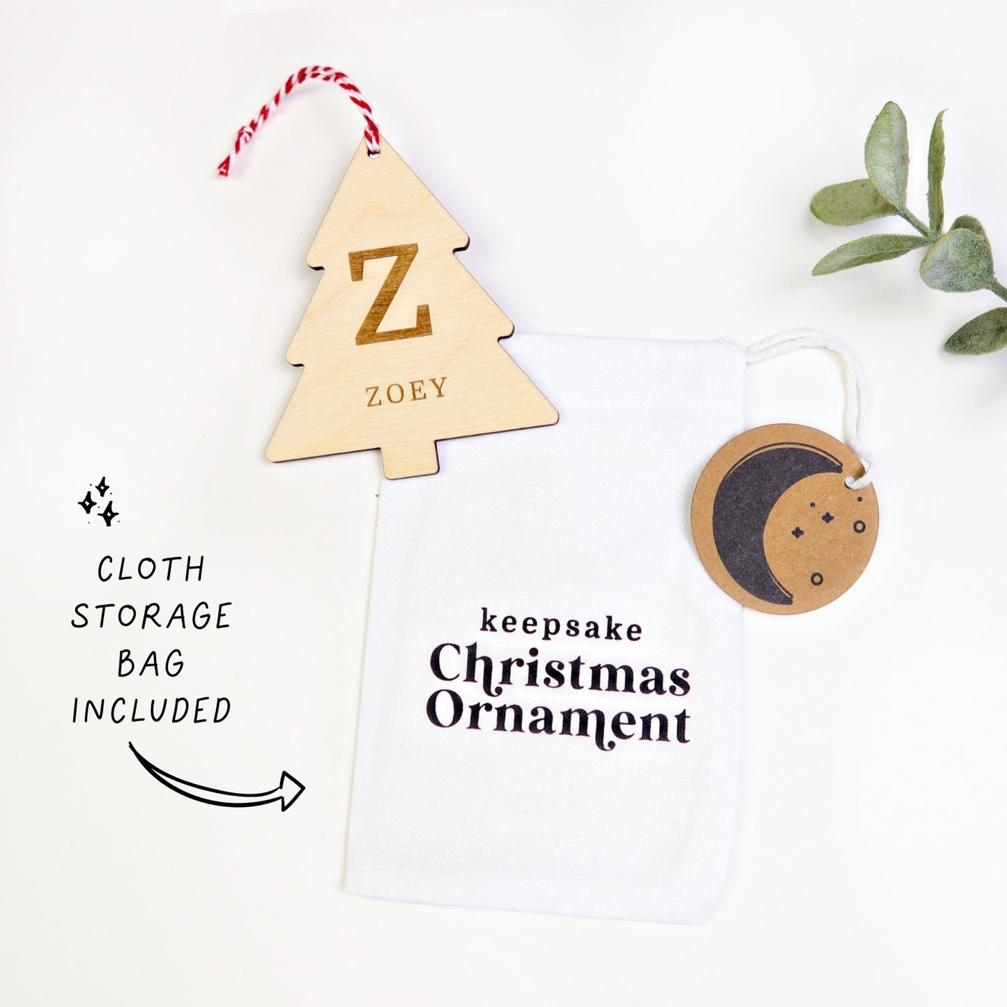 Initial Tree Personalized Name Ornament - Holiday Ornaments - Moon Rock Prints