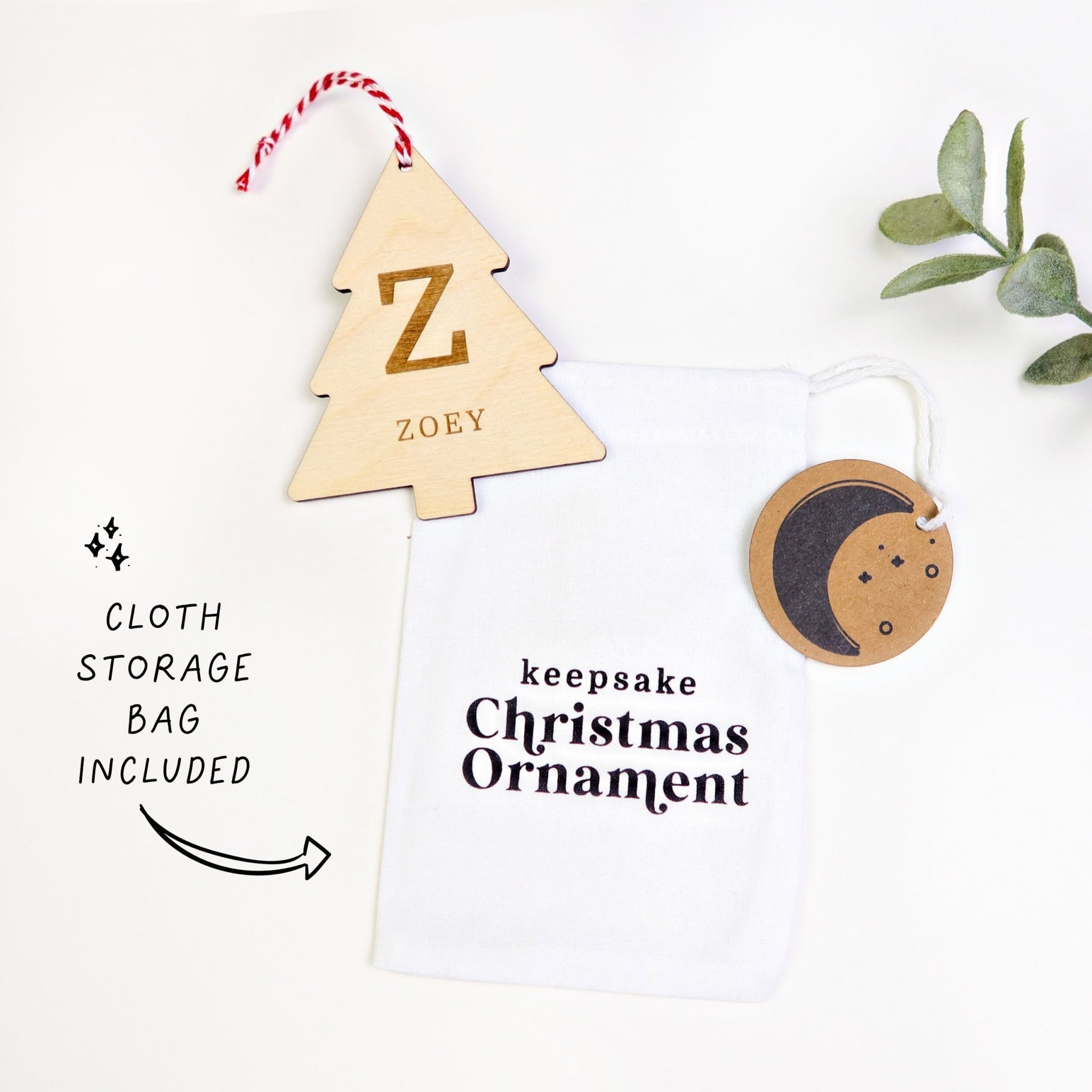 Initial Tree Personalized Name Ornament - Holiday Ornaments - Moon Rock Prints