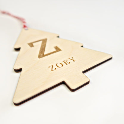 Initial Tree Personalized Name Ornament - Holiday Ornaments - Moon Rock Prints