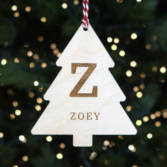 Initial Tree Personalized Name Ornament - Holiday Ornaments - Moon Rock Prints