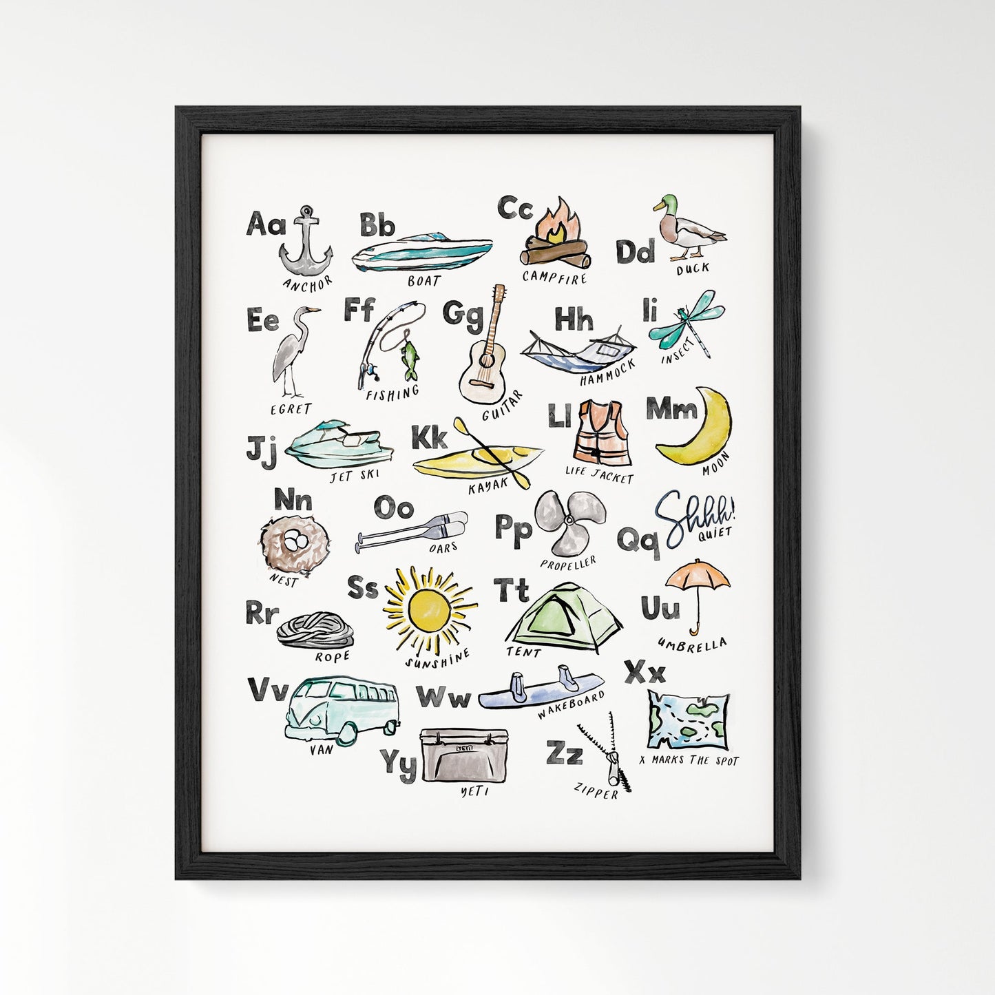 Lake Life ABC Watercolor Art Print - Art Prints - Moon Rock Prints