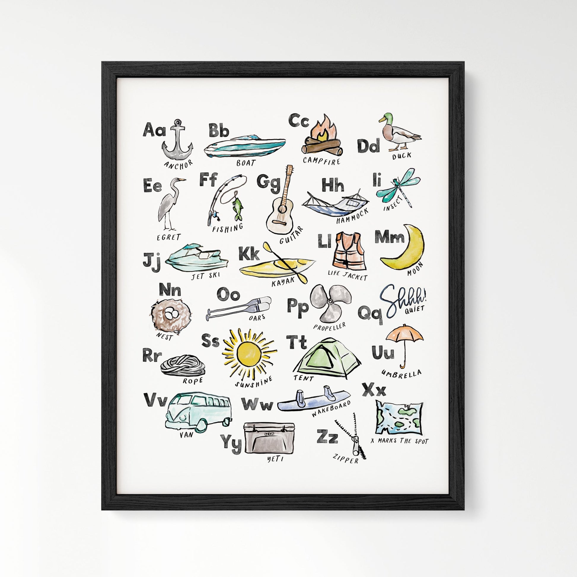 Lake Life ABC Watercolor Art Print - Art Prints - Moon Rock Prints
