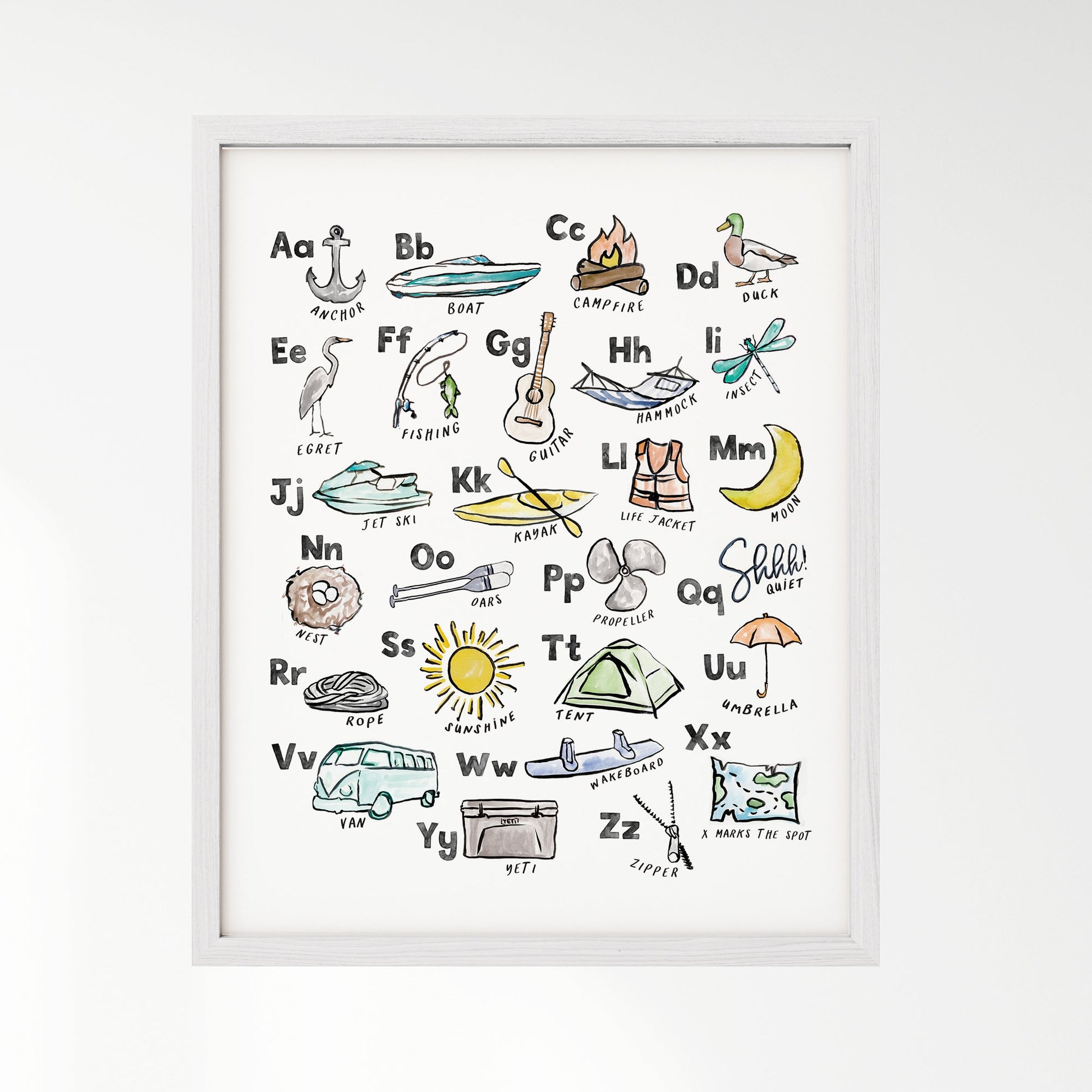 Lake Life ABC Watercolor Art Print - Art Prints - Moon Rock Prints