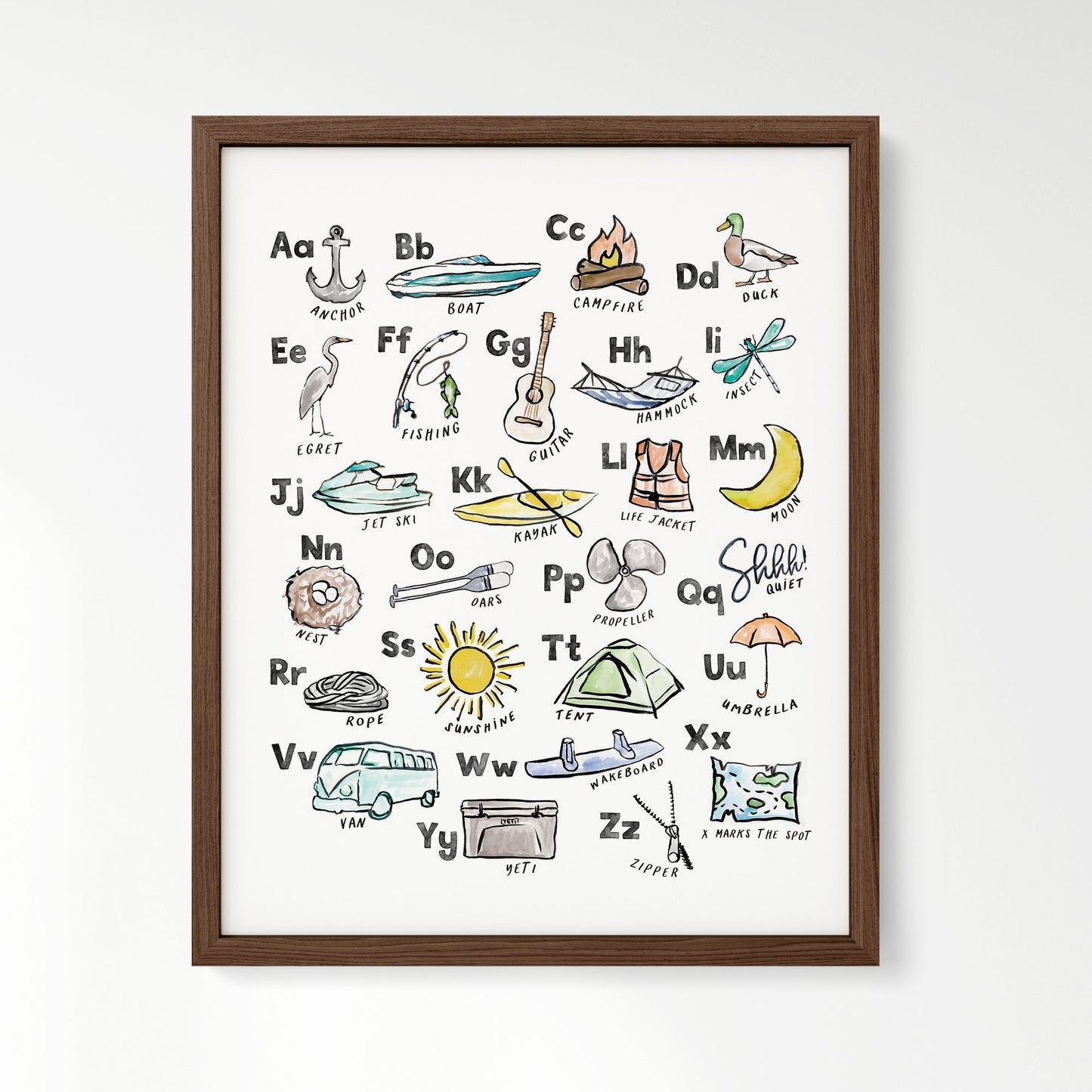 Lake Life ABC Watercolor Art Print - Art Prints - Moon Rock Prints
