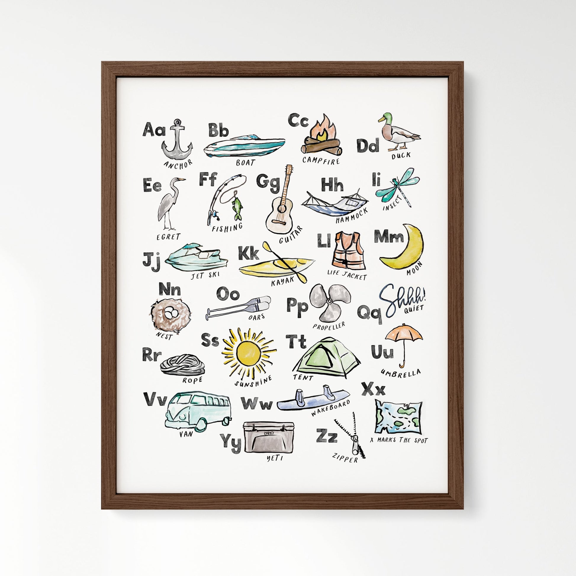 Lake Life ABC Watercolor Art Print - Art Prints - Moon Rock Prints