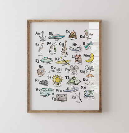 Lake Life ABC Watercolor Art Print - Art Prints - Moon Rock Prints