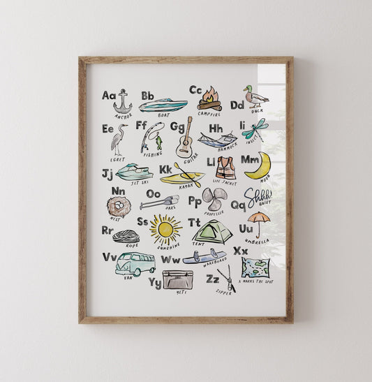 Lake Life ABC Watercolor Art Print - Art Prints - Moon Rock Prints
