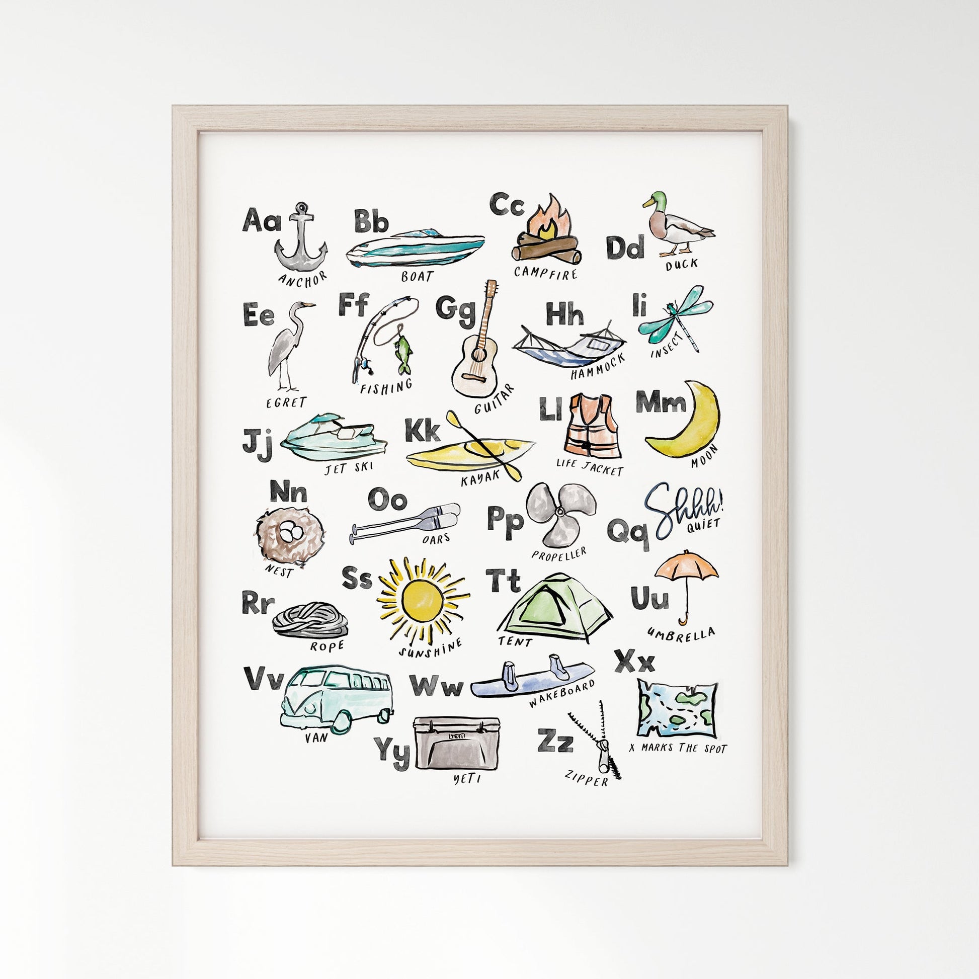 Lake Life ABC Watercolor Art Print - Art Prints - Moon Rock Prints
