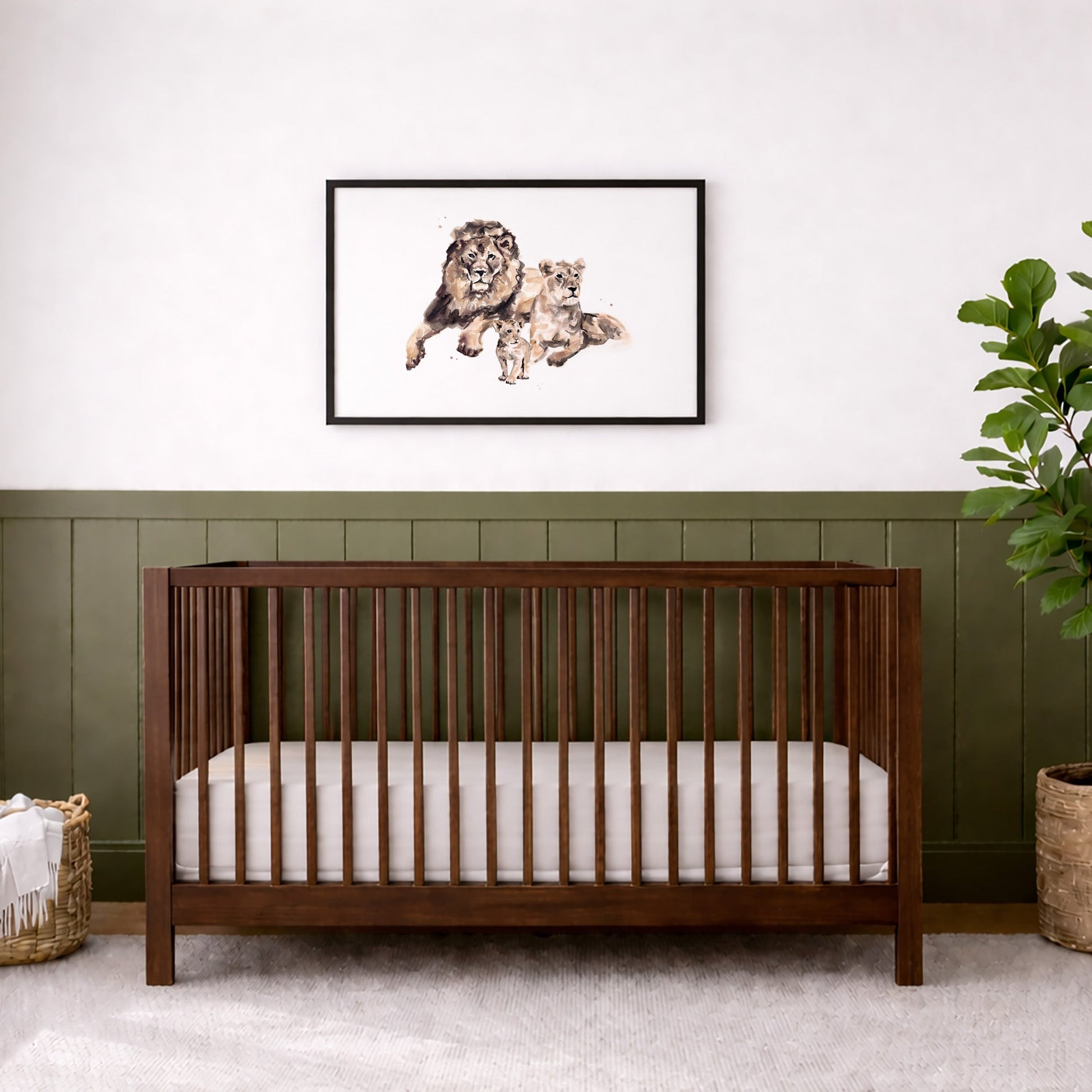 Lion Family of 3 Safari Animal Watercolor Art Print - Art Prints - Moon Rock Prints