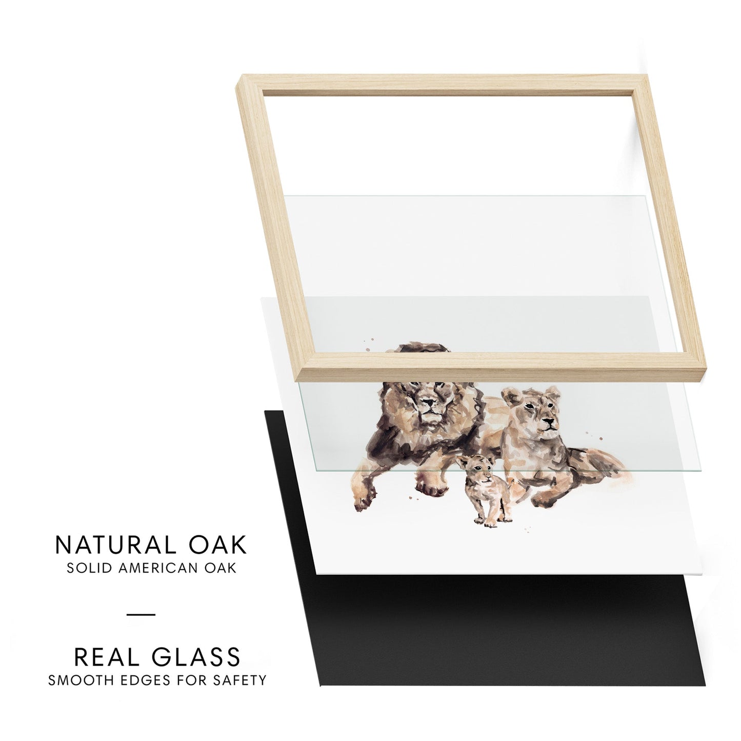 Lion Family of 3 Safari Animal Watercolor Art Print - Art Prints - Moon Rock Prints