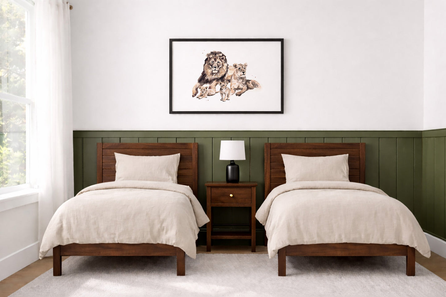 Lion Family of 4 Jungle Animal Watercolor Art Print - Art Prints - Moon Rock Prints