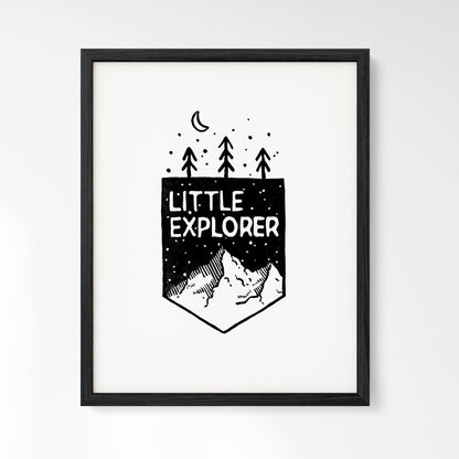 Little Explorer Mountain Woodblock Art Print - Art Prints - Moon Rock Prints