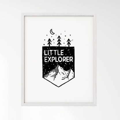 Little Explorer Mountain Woodblock Art Print - Art Prints - Moon Rock Prints