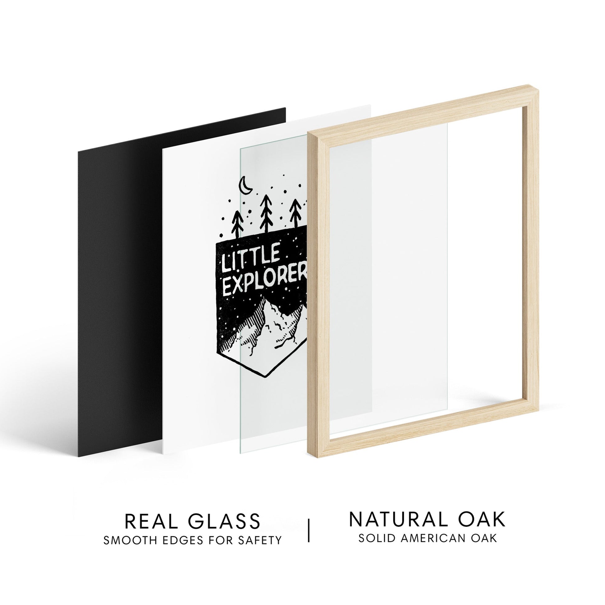 Little Explorer Mountain Woodblock Art Print - Art Prints - Moon Rock Prints