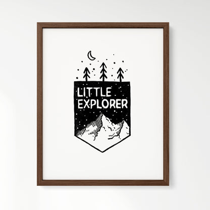 Little Explorer Mountain Woodblock Art Print - Art Prints - Moon Rock Prints