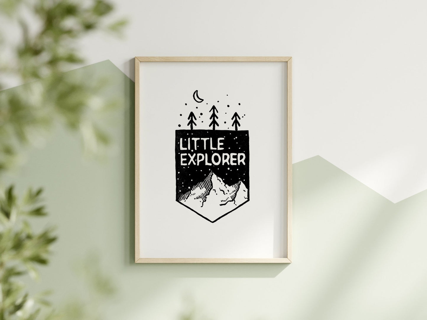 Little Explorer Mountain Woodblock Art Print - Art Prints - Moon Rock Prints