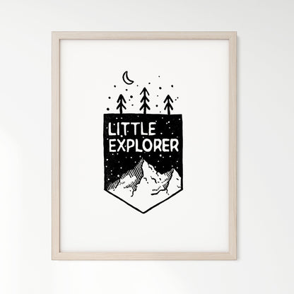 Little Explorer Mountain Woodblock Art Print - Art Prints - Moon Rock Prints