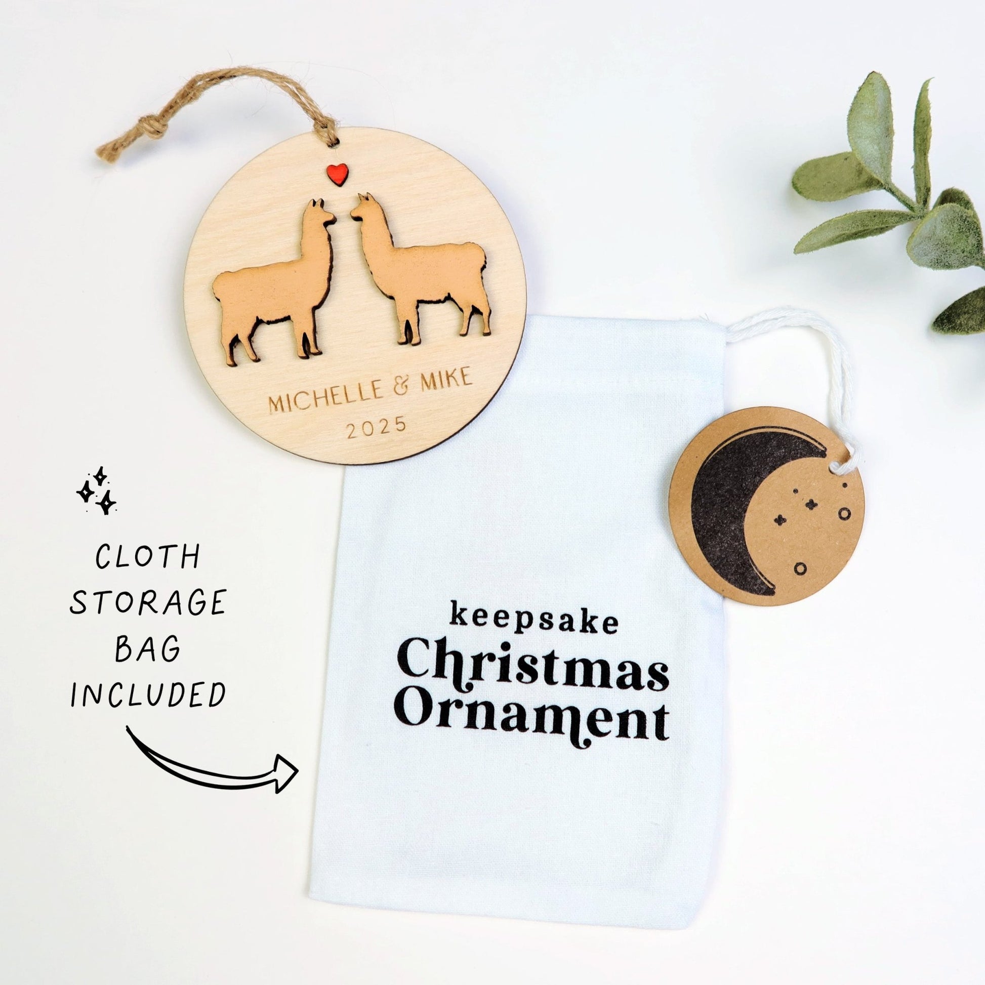 Llama Couple Personalized Ornament - Holiday Ornaments - Moon Rock Prints