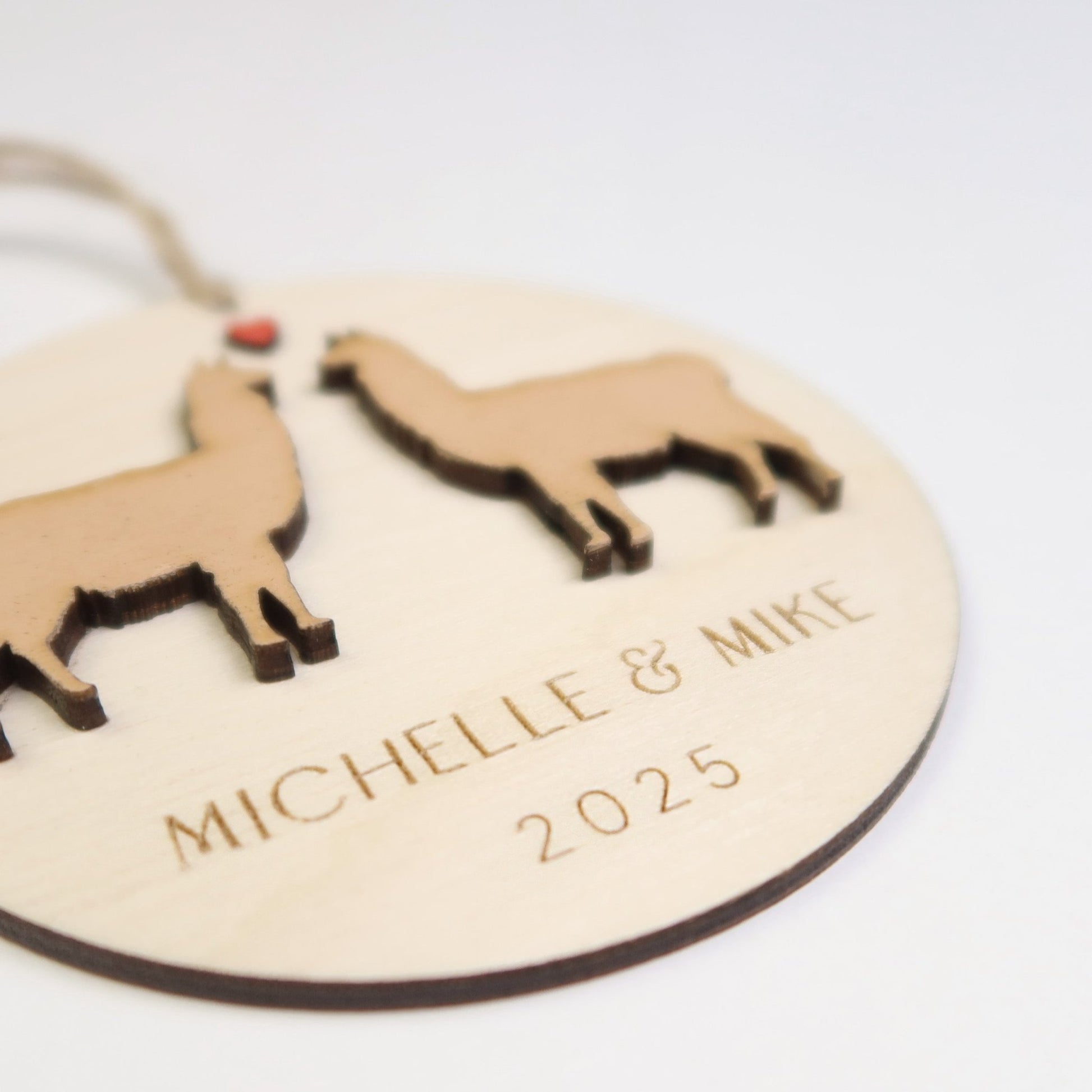 Llama Couple Personalized Ornament - Holiday Ornaments - Moon Rock Prints