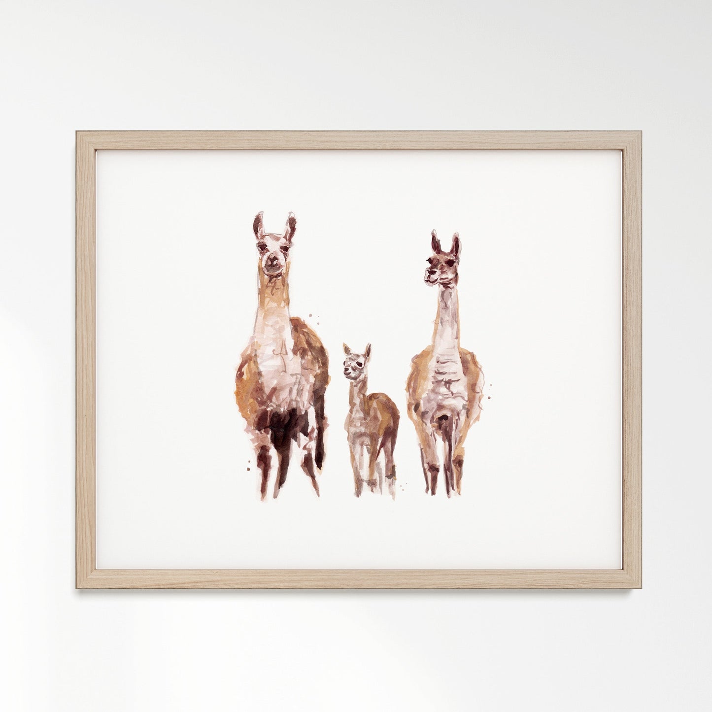 Llama Family of 3 Boho Animal Watercolor Art Print - Art Prints - Moon Rock Prints
