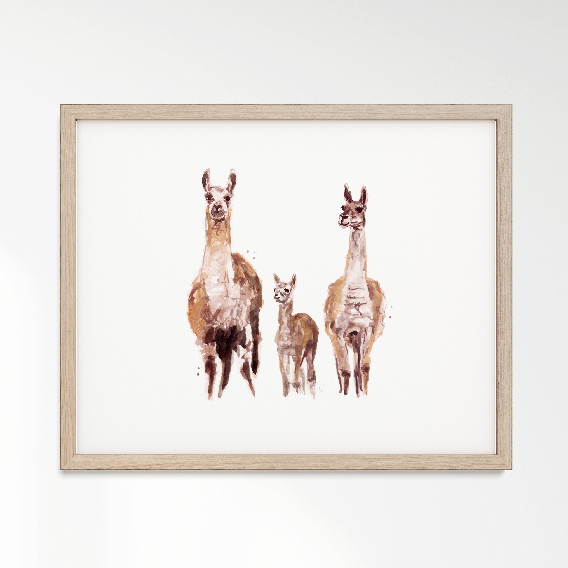 Llama Family of 3 Boho Animal Watercolor Art Print - Art Prints - Moon Rock Prints