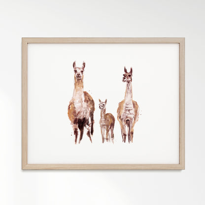 Llama Family of 3 Boho Animal Watercolor Art Print - Art Prints - Moon Rock Prints