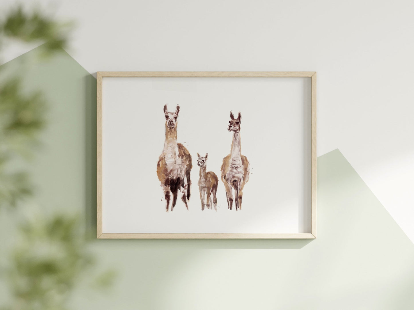 Llama Family of 3 Boho Animal Watercolor Art Print - Art Prints - Moon Rock Prints