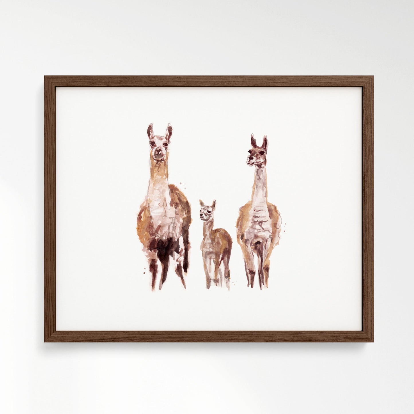Llama Family of 3 Boho Animal Watercolor Art Print - Art Prints - Moon Rock Prints