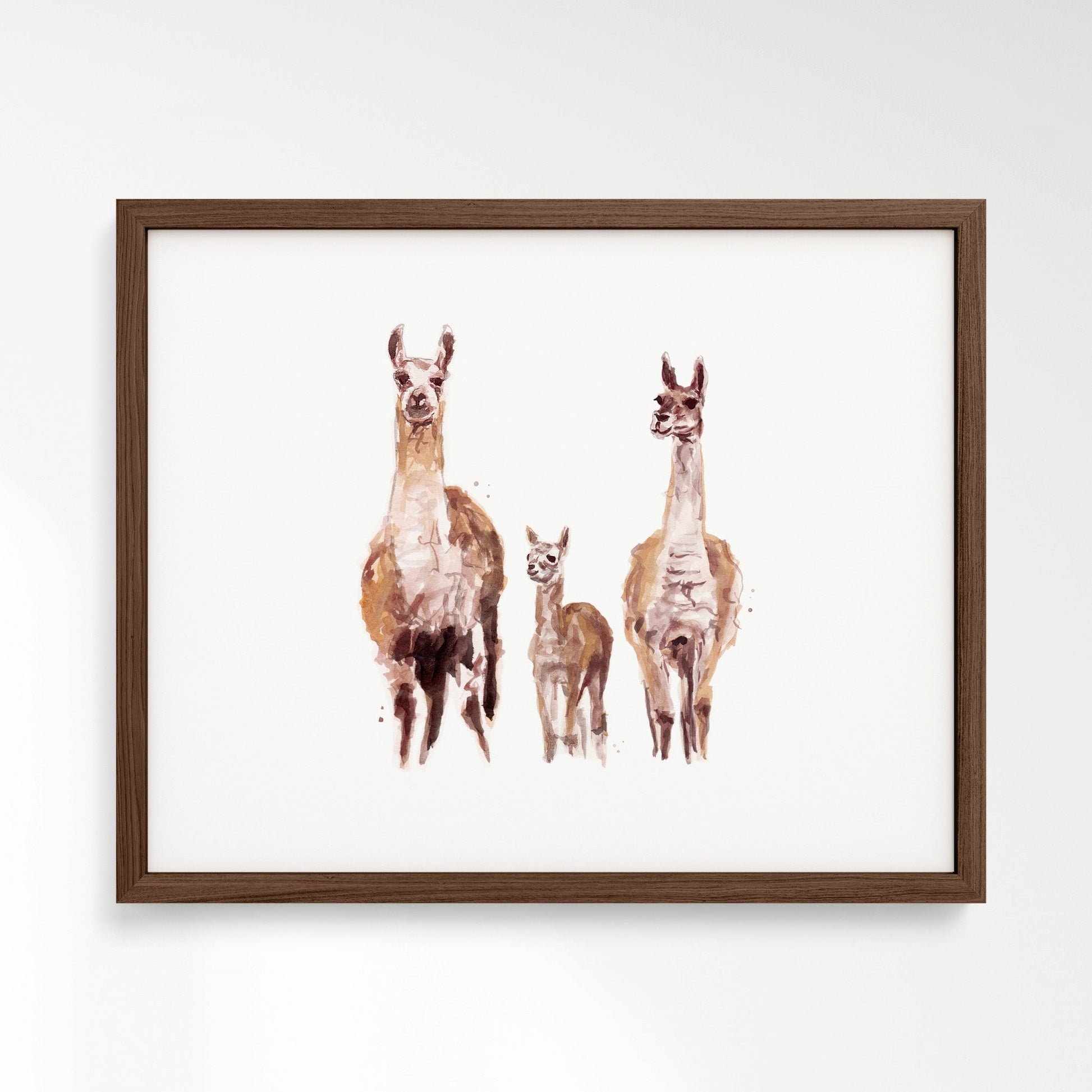 Llama Family of 3 Boho Animal Watercolor Art Print - Art Prints - Moon Rock Prints