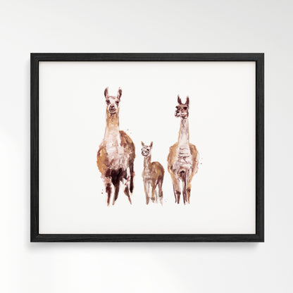 Llama Family of 3 Boho Animal Watercolor Art Print - Art Prints - Moon Rock Prints