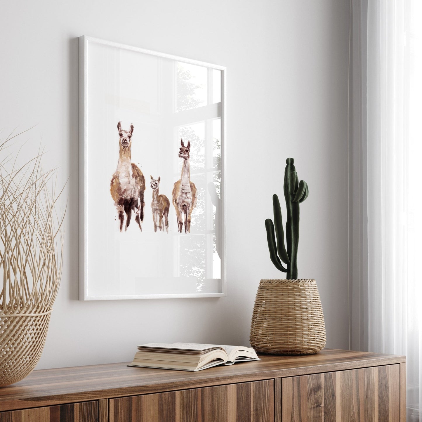 Llama Family of 3 Boho Animal Watercolor Art Print - Art Prints - Moon Rock Prints