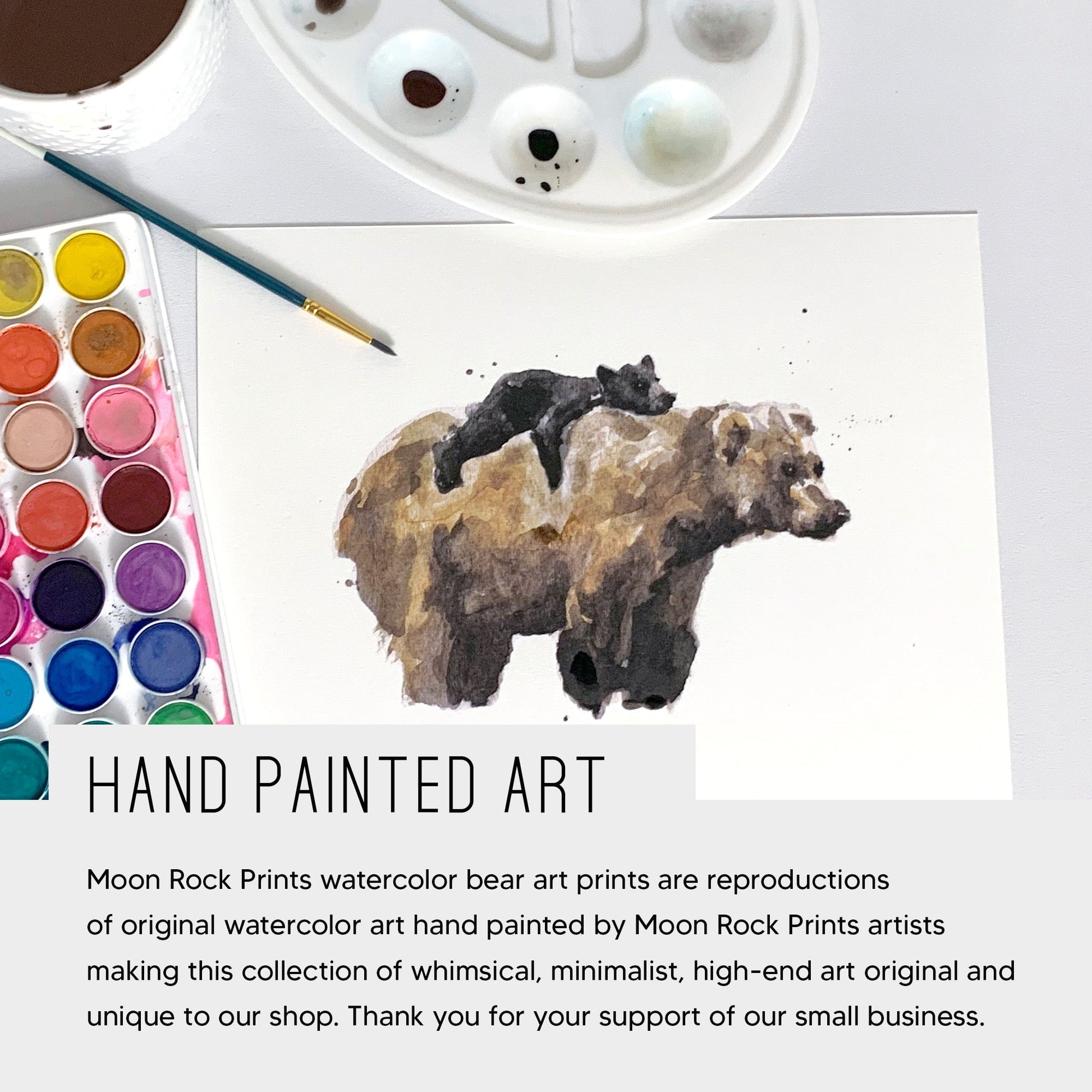 Mama Bear and Baby Bear Watercolor Art Print - Art Prints - Moon Rock Prints