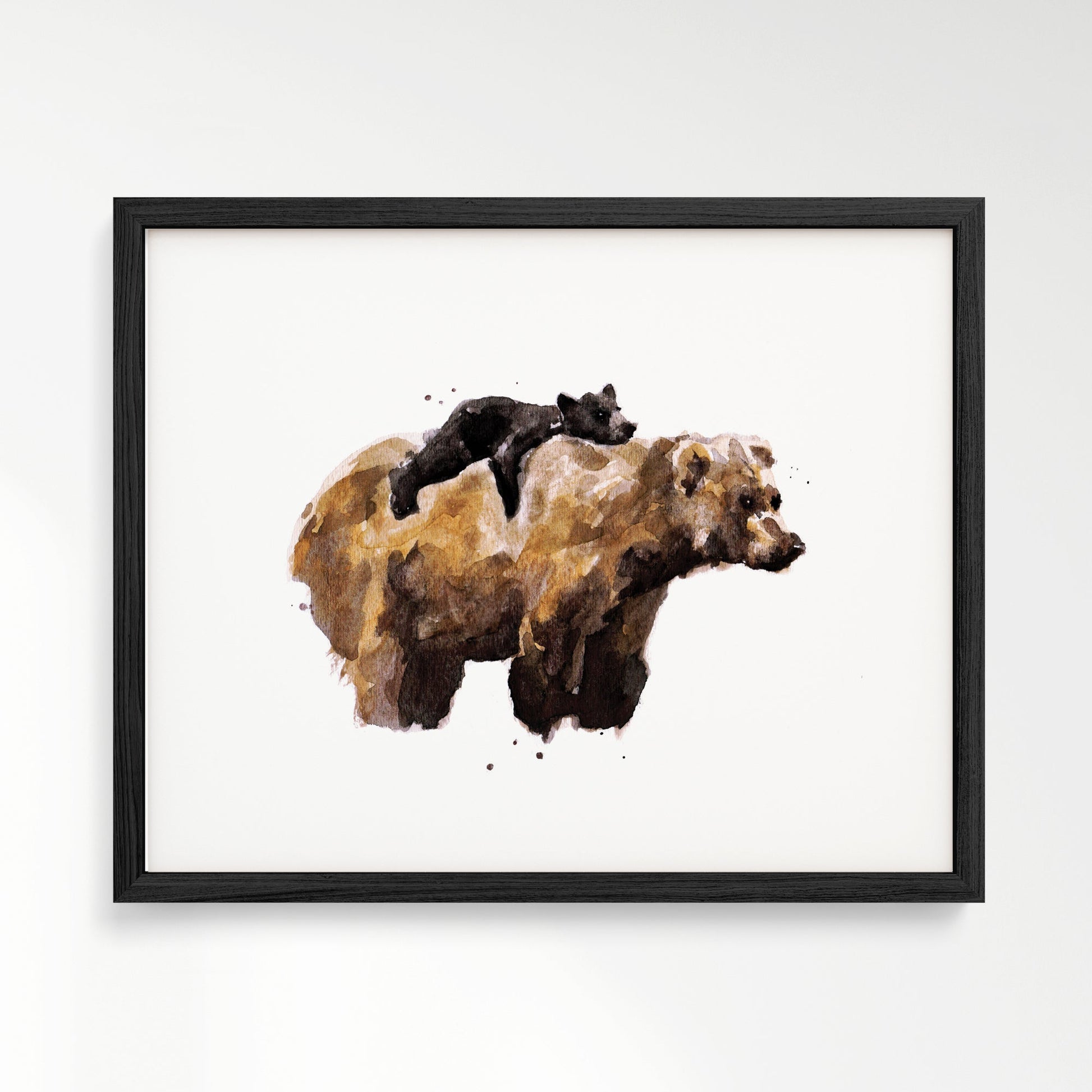 Mama Bear and Baby Bear Watercolor Art Print - Art Prints - Moon Rock Prints