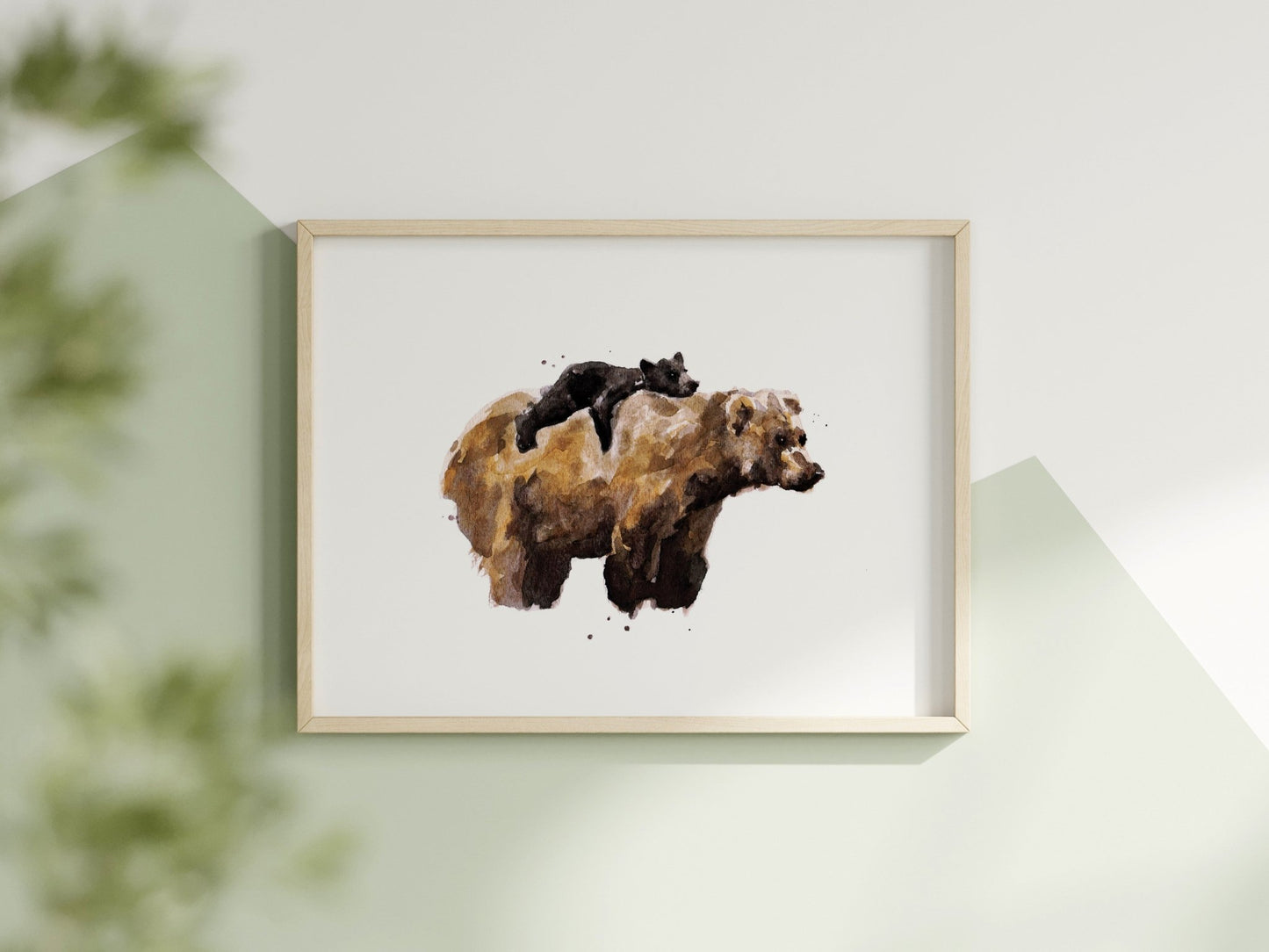 Mama Bear and Baby Bear Watercolor Art Print - Art Prints - Moon Rock Prints