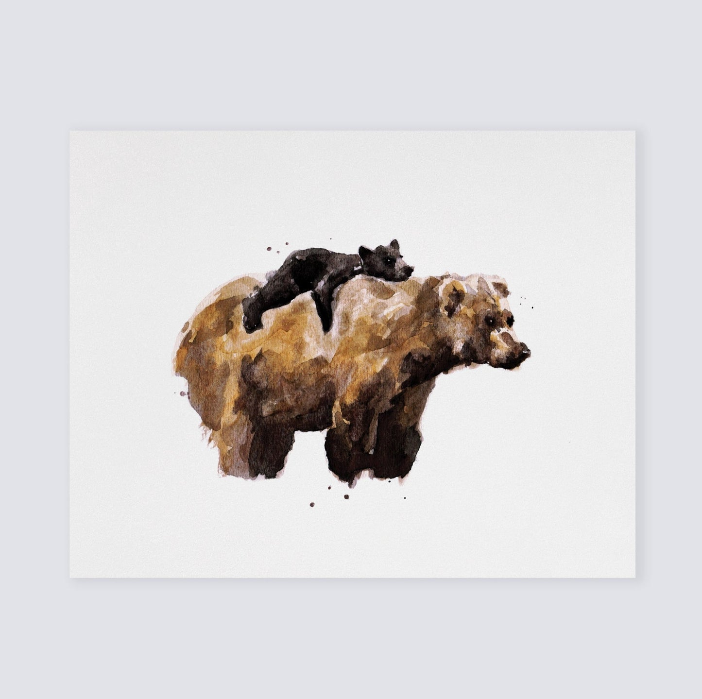 Mama Bear and Baby Bear Watercolor Art Print - Art Prints - Moon Rock Prints