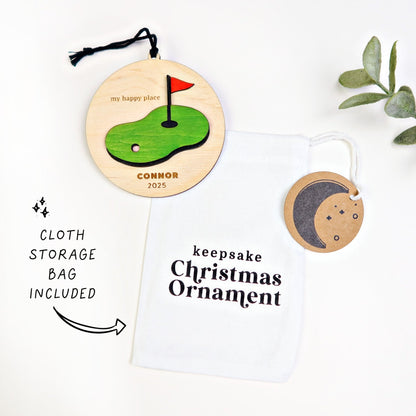 My Happy Place Golf Ornament - Holiday Ornaments - Moon Rock Prints