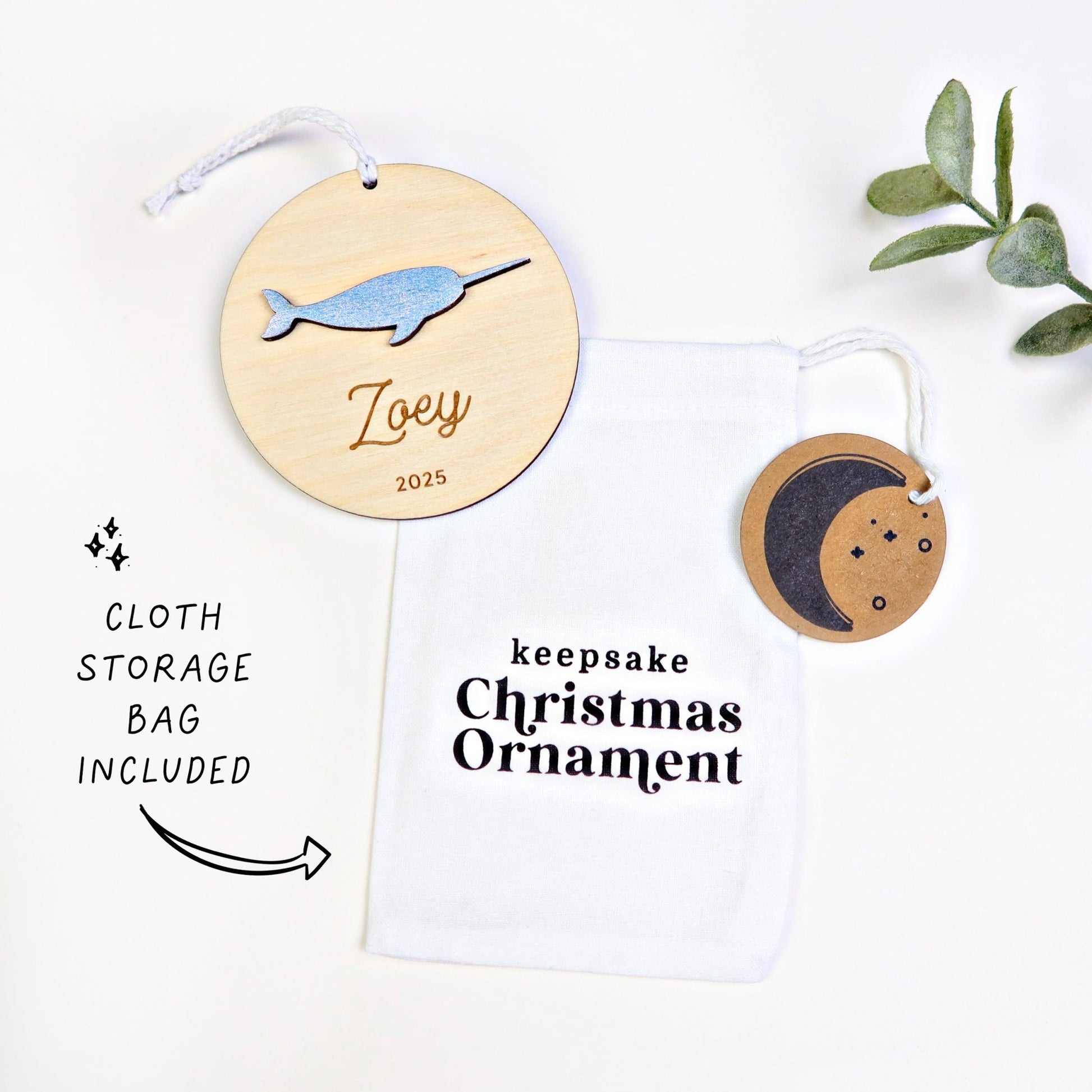 Narwhal Personalized Ornament - Holiday Ornaments - Moon Rock Prints