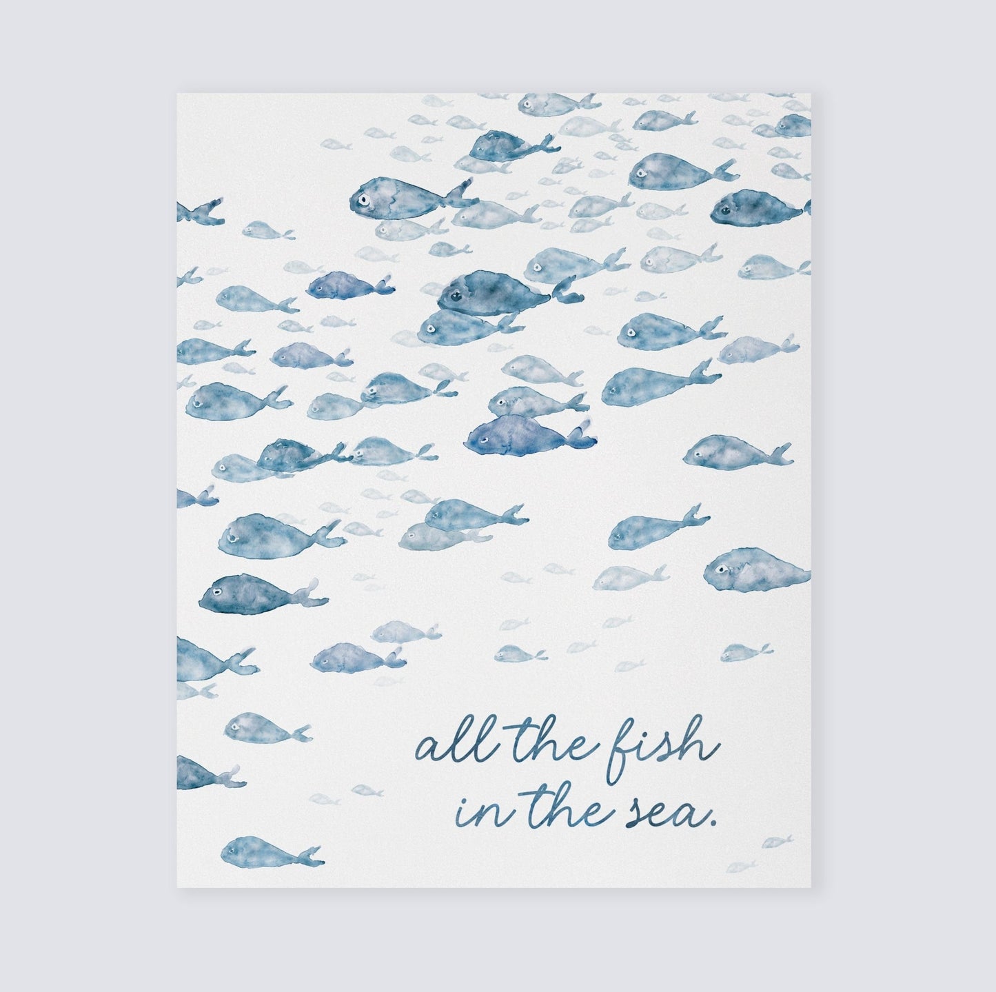 Navy Fish Watercolor 2 Art Print Set - Love You More Than All The Fish in the Sea - Art Prints - Moon Rock Prints