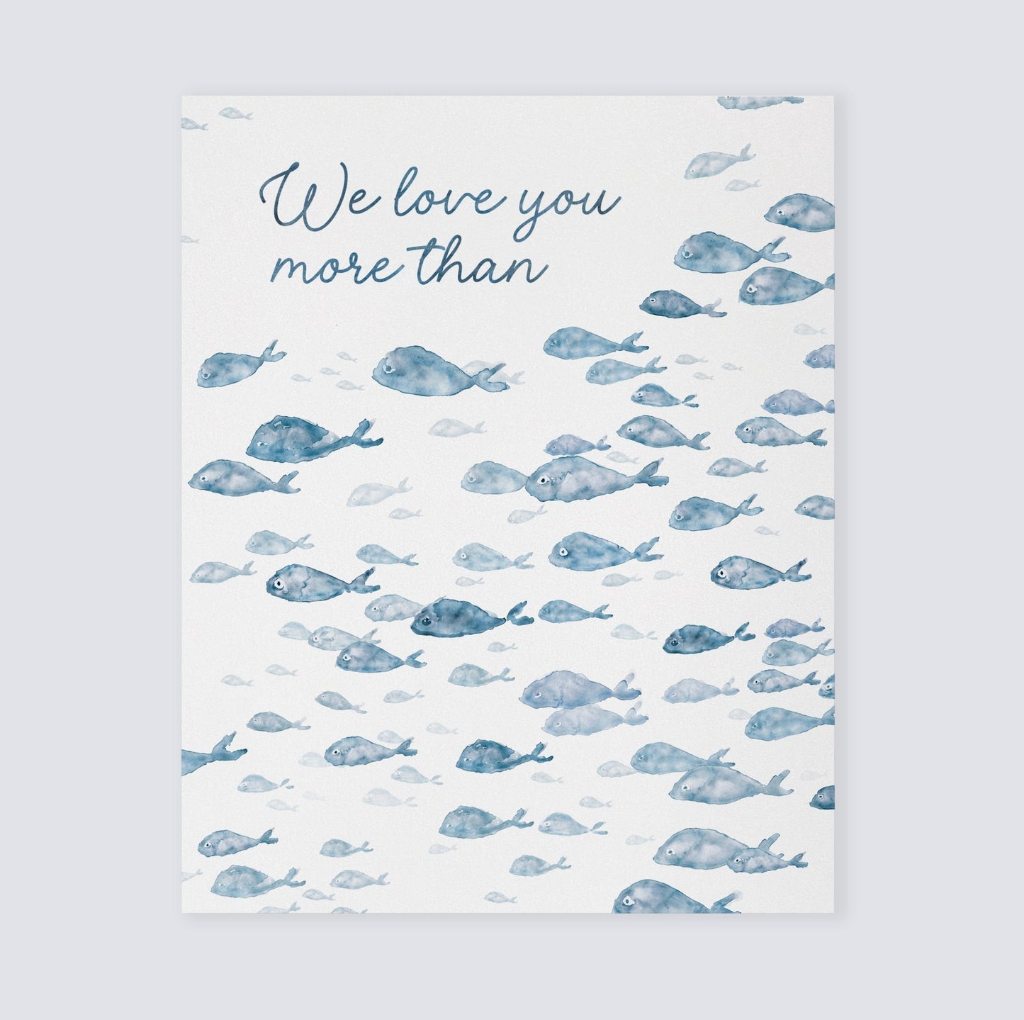 Navy Fish Watercolor 2 Art Print Set - Love You More Than All The Fish in the Sea - Art Prints - Moon Rock Prints