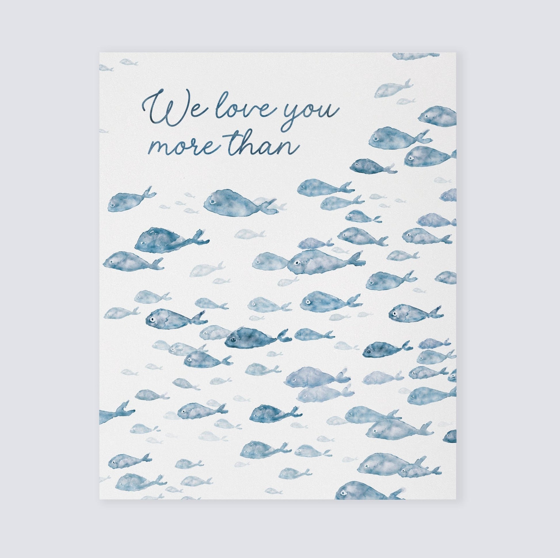 Navy Fish Watercolor 2 Art Print Set - Love You More Than All The Fish in the Sea - Art Prints - Moon Rock Prints