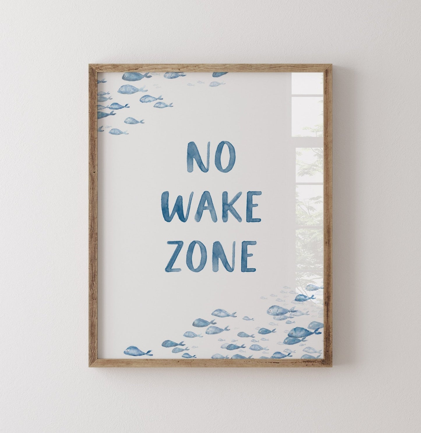 No Wake Zone Navy Watercolor Fish Art Print - Art Prints - Moon Rock Prints