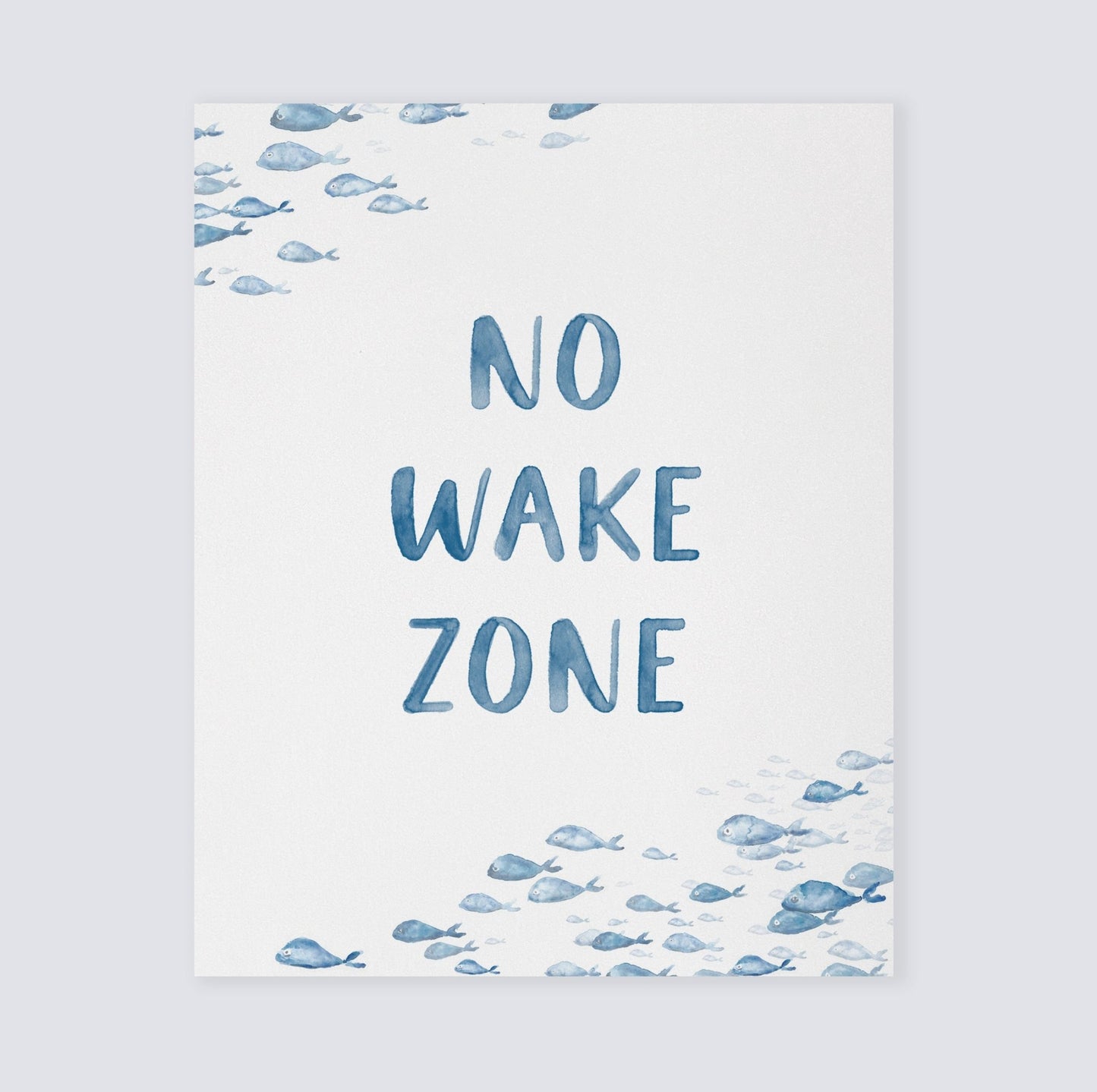 No Wake Zone Navy Watercolor Fish Art Print - Art Prints - Moon Rock Prints