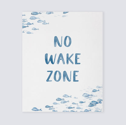 No Wake Zone Navy Watercolor Fish Art Print - Art Prints - Moon Rock Prints