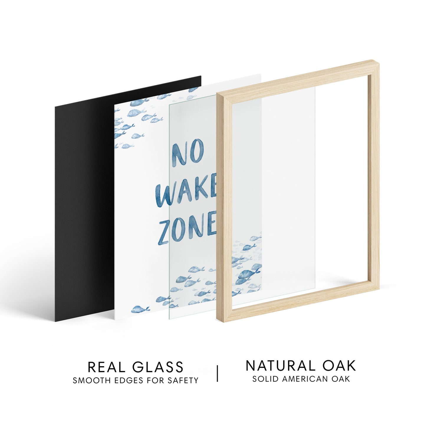 No Wake Zone Navy Watercolor Fish Art Print - Art Prints - Moon Rock Prints