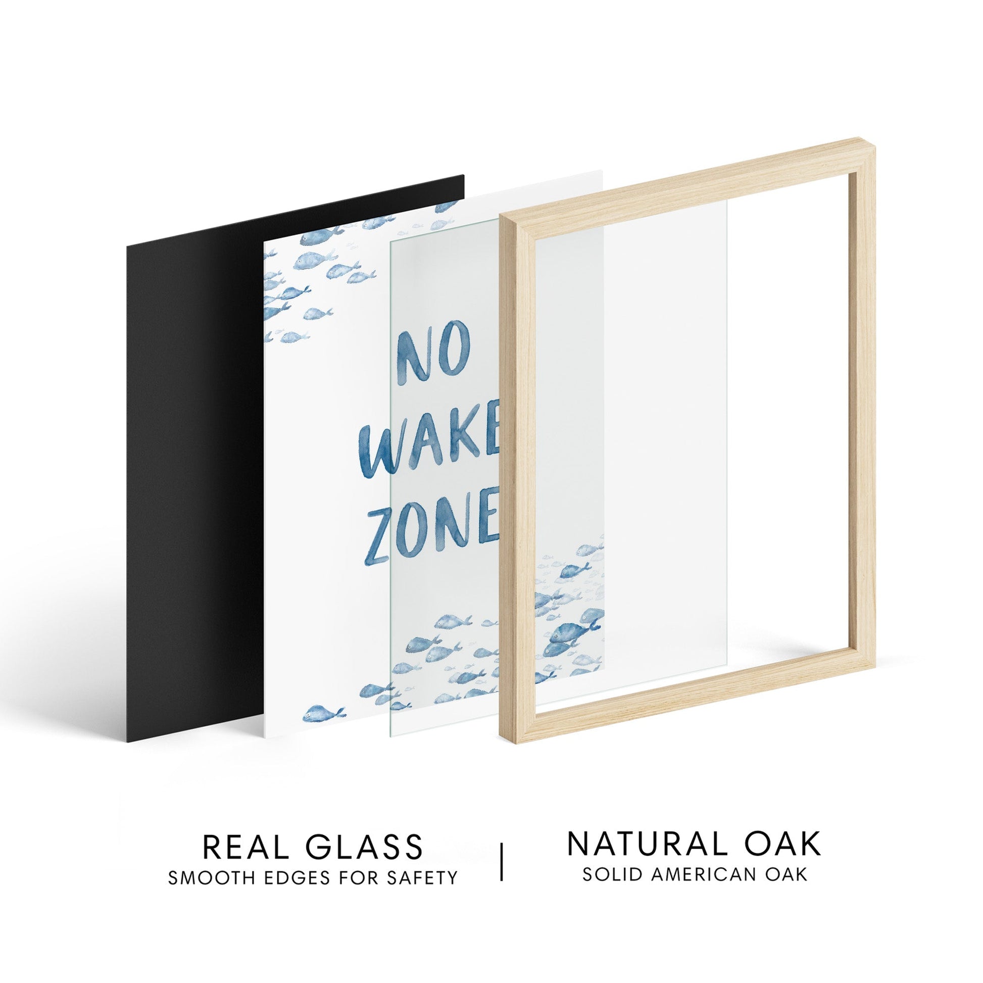 No Wake Zone Navy Watercolor Fish Art Print - Art Prints - Moon Rock Prints