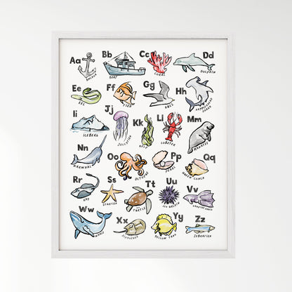 Ocean ABC Watercolor Art Print - Art Prints - Moon Rock Prints