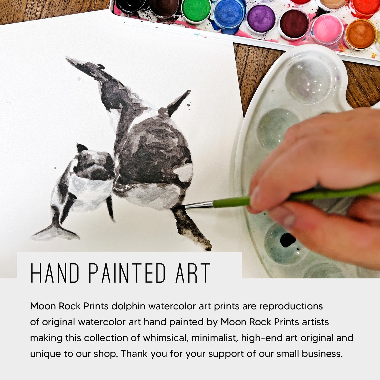 Orca Family of 3 Ocean Animal Watercolor Art Print - Art Prints - Moon Rock Prints