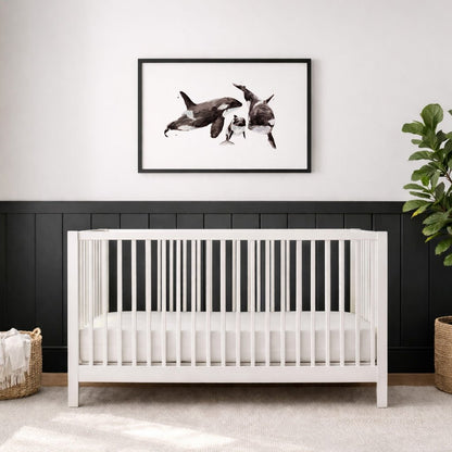 Orca Family of 3 Ocean Animal Watercolor Art Print - Art Prints - Moon Rock Prints